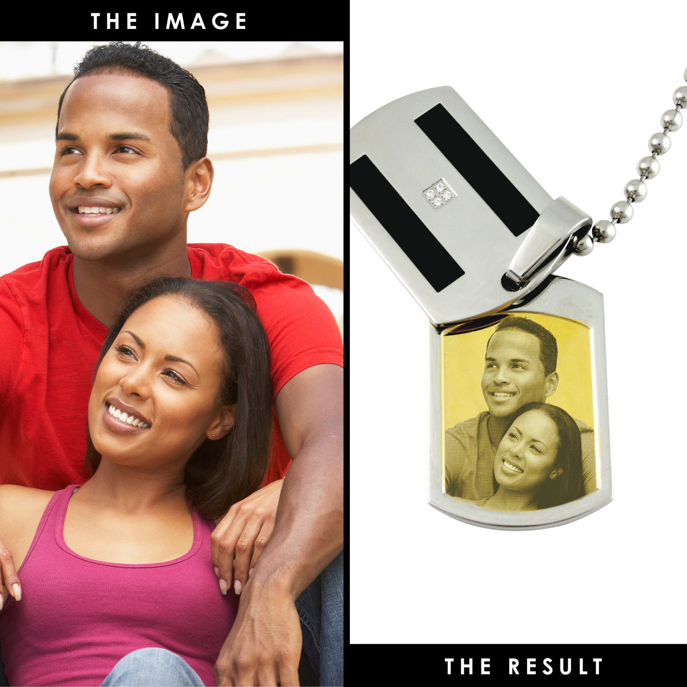 Contemporary Rectangle Photo Engraved Stainless Steel Pendant With Cover