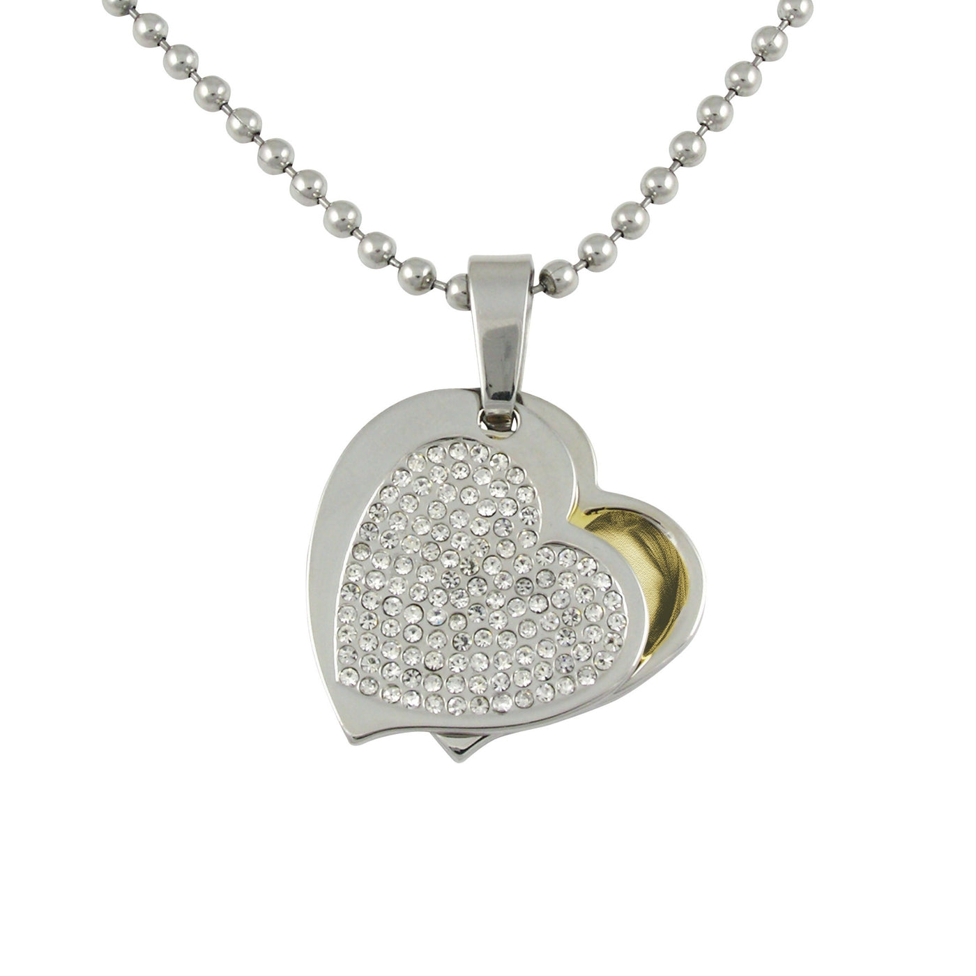 Contemporary Heart Photo Engraved Stainless Steel Pendant With Cover