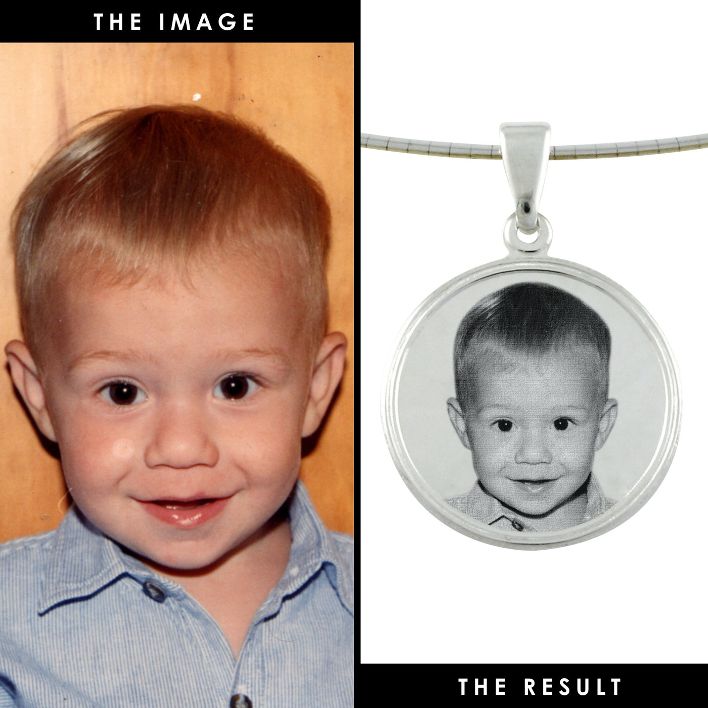 Small Classic Round Photo Engraved Pendant