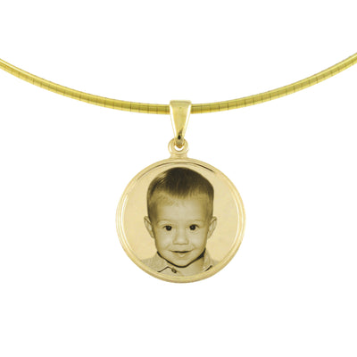 Small Classic Round Photo Engraved Pendant