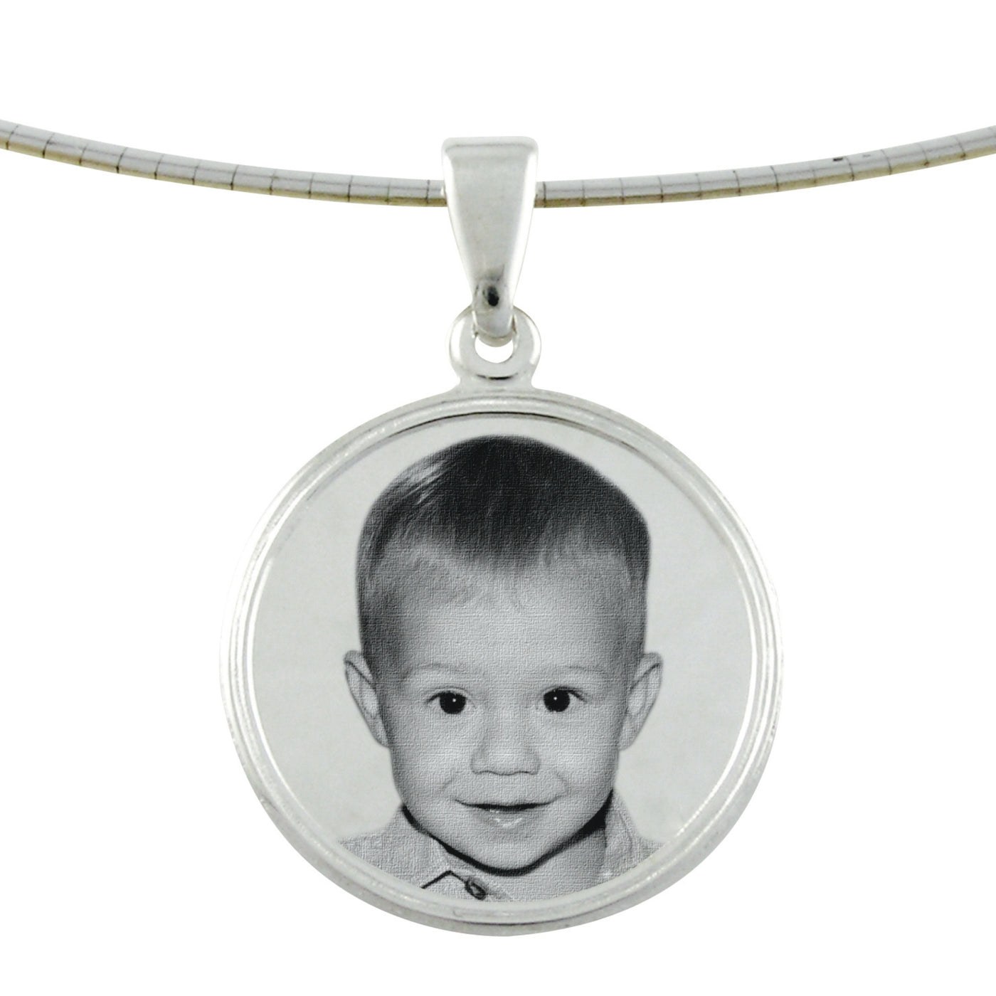 Small Classic Round Photo Engraved Pendant