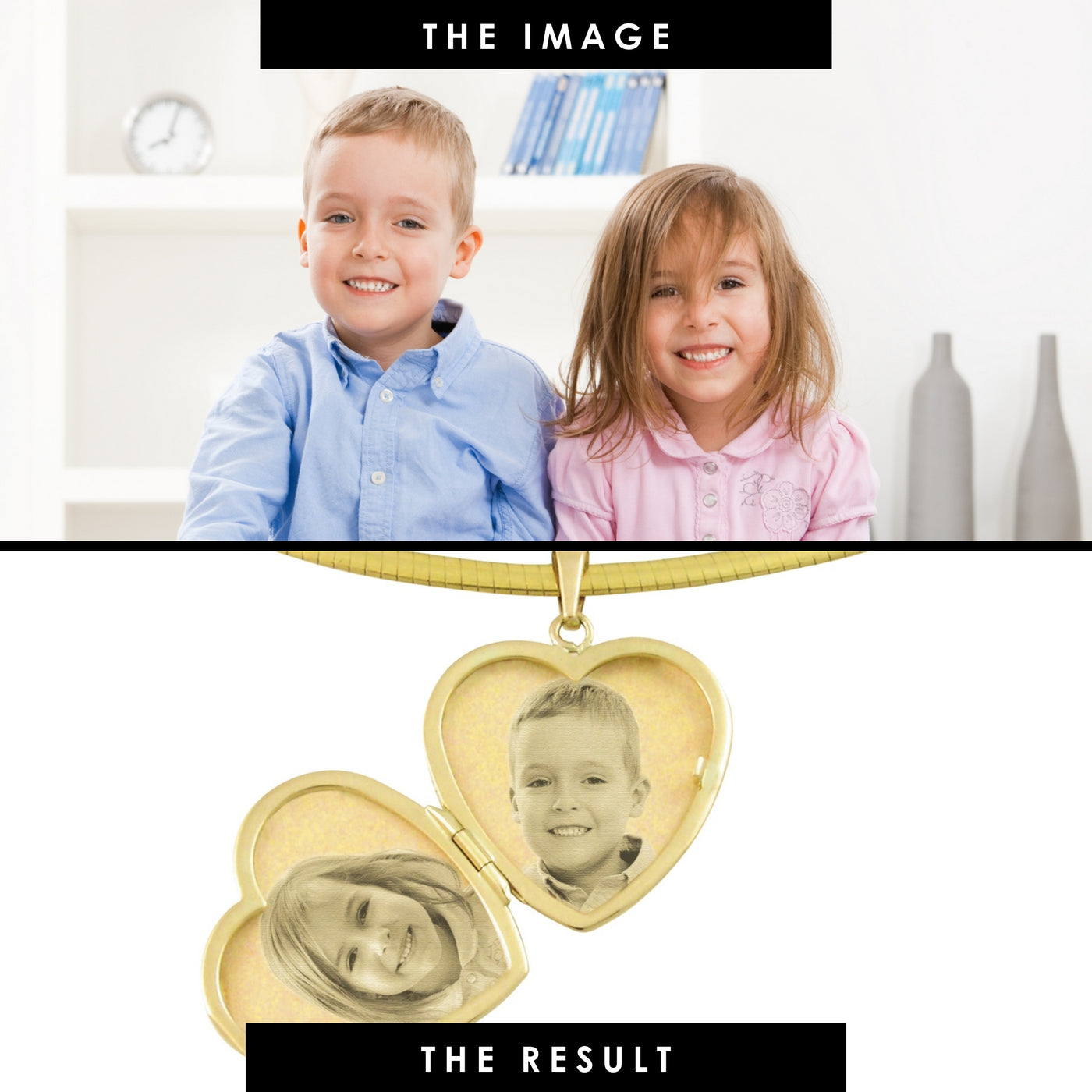 9ct Yellow Gold Heart Locket Photo Engraved