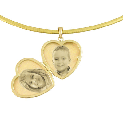 9ct Yellow Gold Heart Locket Photo Engraved