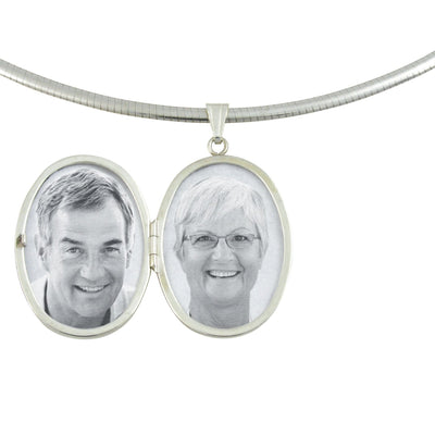 Sterling Silver Oval Locket Photo Engraved